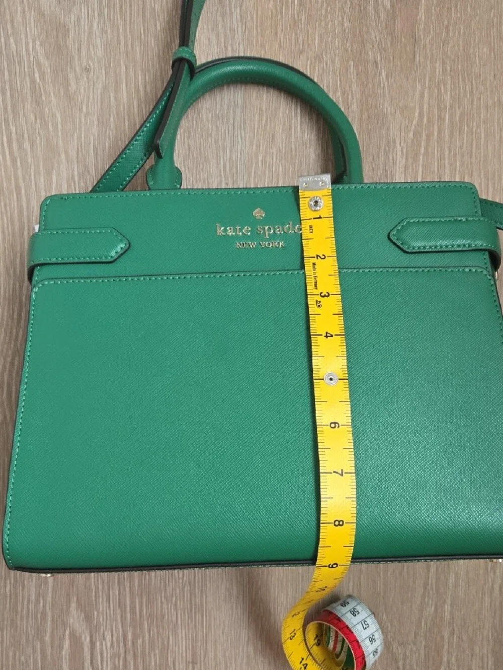 kate spade Green Structured Leather Satchel with Gold Logo